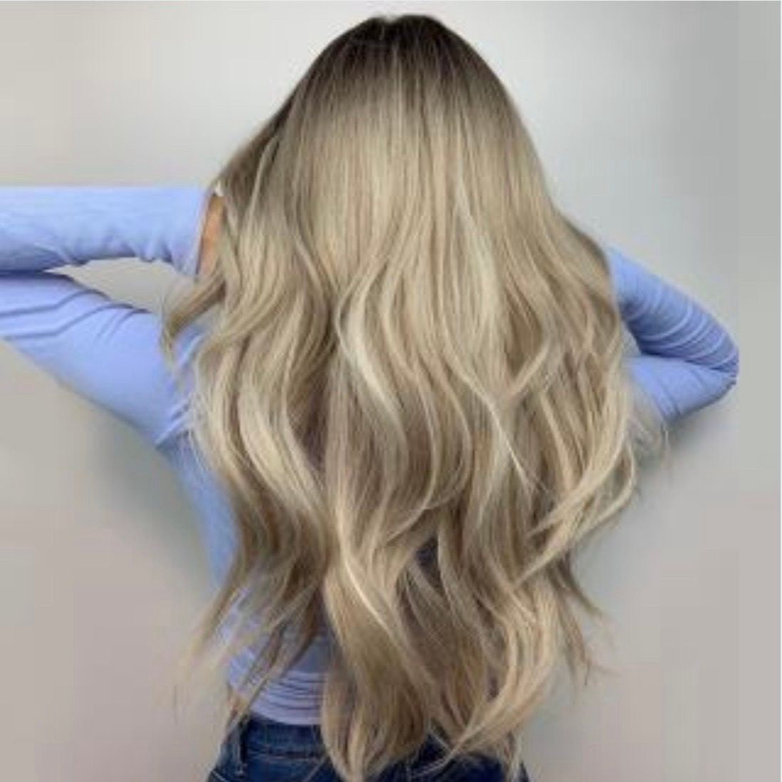 Adjustable Cap 26-Inch Ash Blonde Wig with Dark Roots, Heat Styling Safe