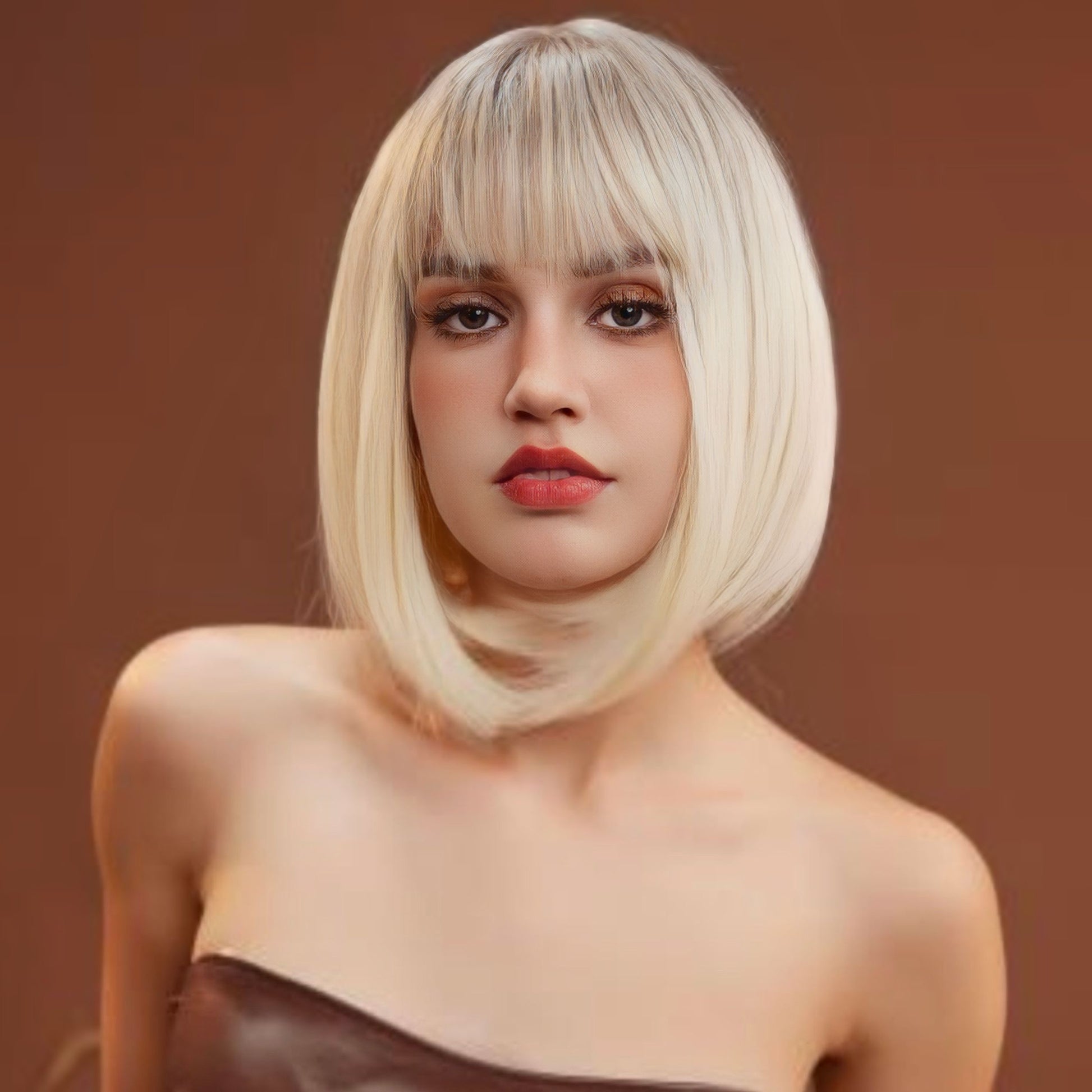 Light Blonde Bob Hard Front Synthetic Wig with Adjustable Cap and Heat-Resistant Fiber