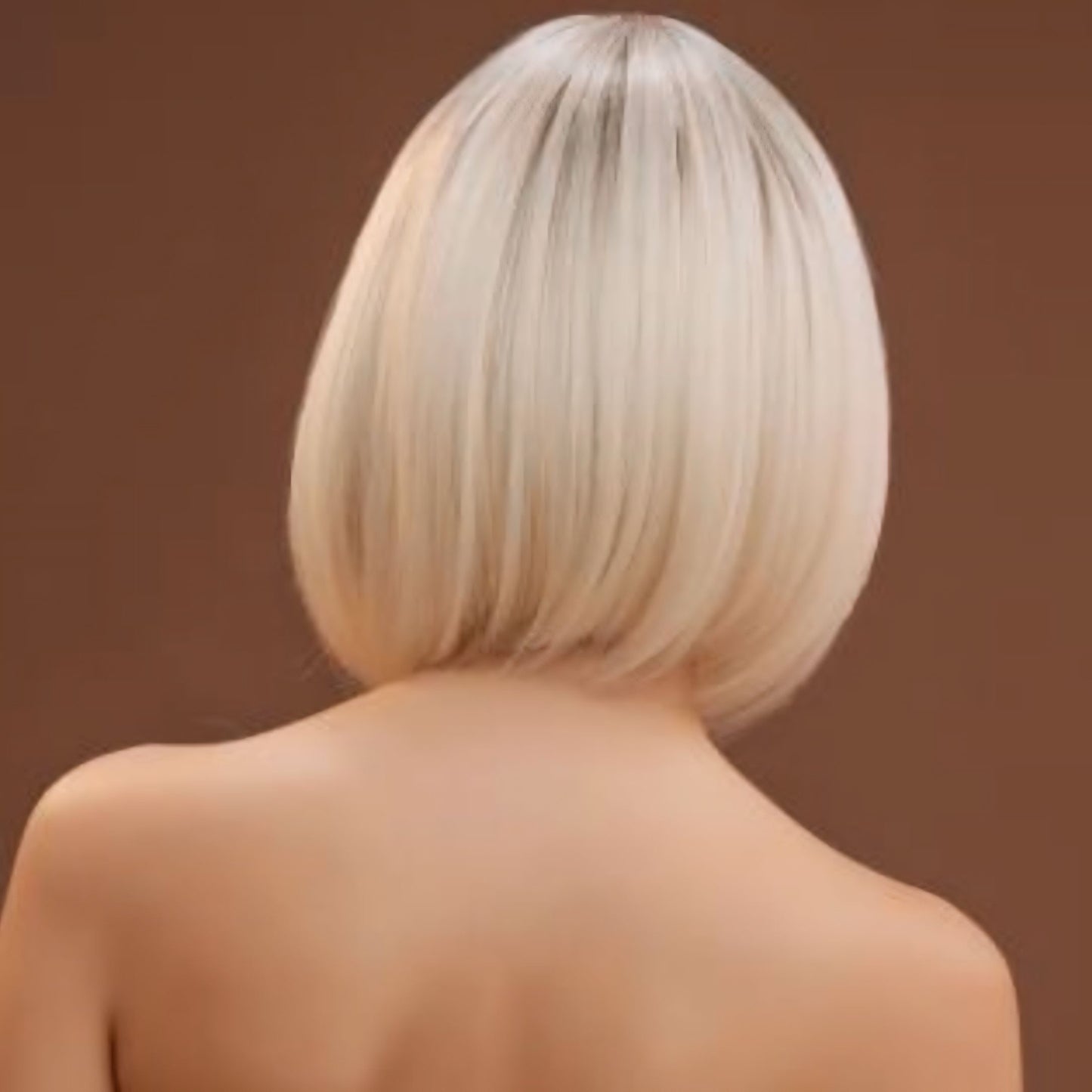 Straight Light Blonde Synthetic Bob Wig with Bangs and Natural-Looking Texture